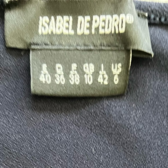 ISABEL DE PEDRO NAVY RUFFLE FRONT DRESS SIZE 6 SOPHISTICATED CHIC CLASSIC - Picture 5 of 12